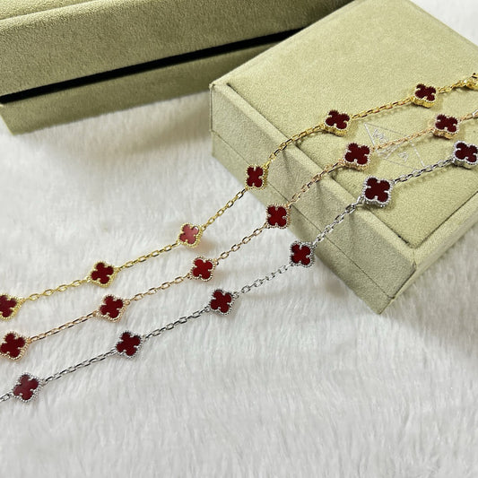 [¡®Glow Jewelry¡¯]クローバー 6モチーフ レッドアゲート ブレスレット