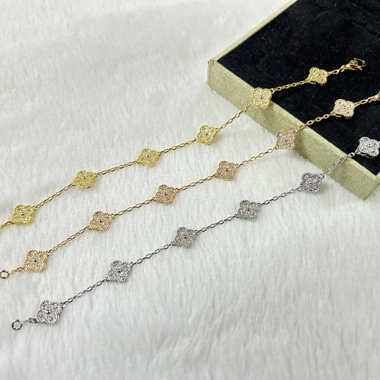 [Glow Jewelry]CLOVER 6 MOTIF DIAMOND BRACELET