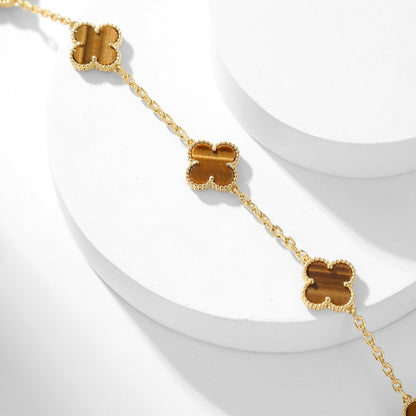 CLOVER 10 MOTIFS TIGER EYE HALSKETTE von Glow Jewelry