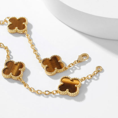 CLOVER 10 MOTIFS TIGER EYE HALSKETTE von Glow Jewelry