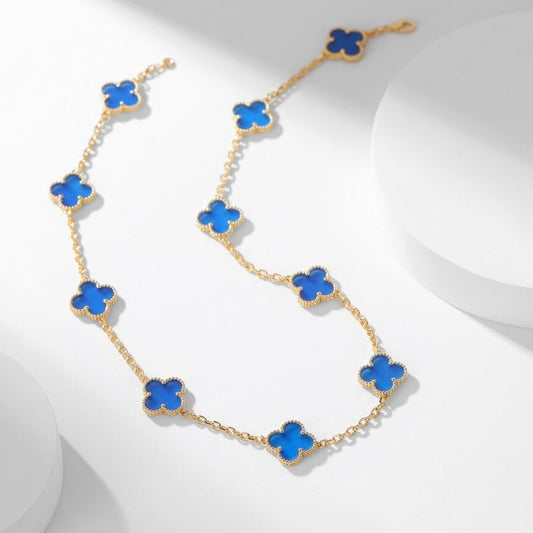 Glow Jewelry『クローバー10モチーフ ブルーアゲートネックレス』