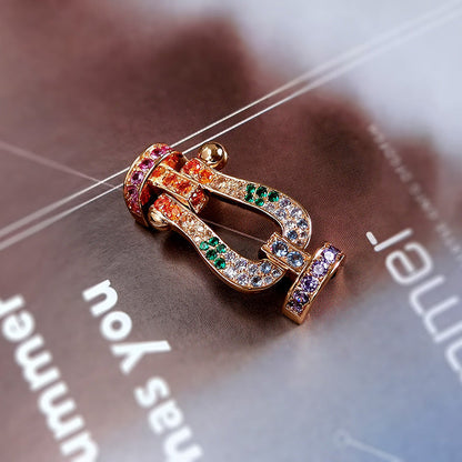 [Glow Jewelry]FORC LARGE HORSESHOE  COLORED DIAMOND BRACELET SILVER