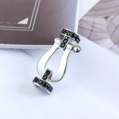 Glow Jewelry „FORCE LARGE HORSESHOE BLACK DIAMOND BRACELET SILBER“