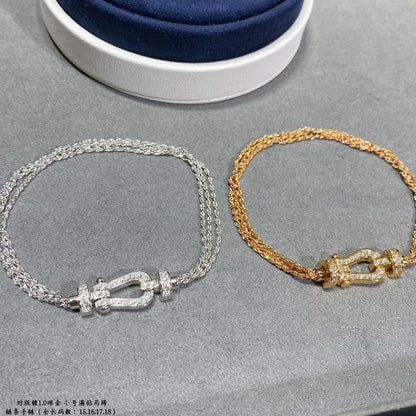 [Glow Jewelry]FORCE SMALL HORSESHOE  DIAMOND CHAIN ROPE BRACELET