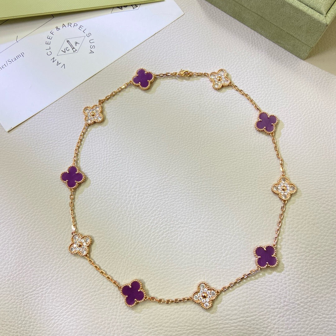 „Glow Jewelry“ KLEE 10 MOTIVE LILA VIOLETTER DIAMANTHURHALS