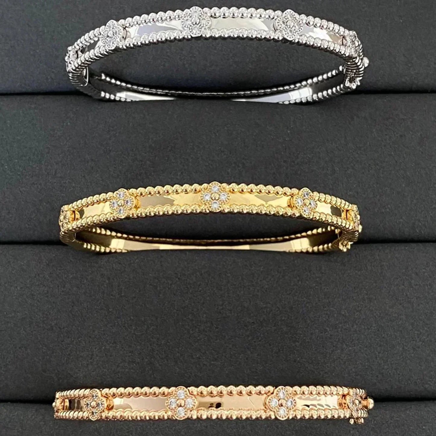 Glow Jewelry Kleeblatt-Armband mit 4mm Diamanten