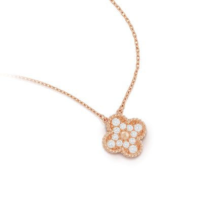 [Glow Jewelry]CLOVER 15MM DIAMOND SINGLE FLOWER NECKLACE