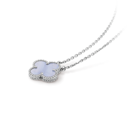 ¡®Glow Jewelry¡¯CLOVER 15MM BLUE CHALCEDONY NECKLACE SILVER