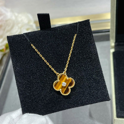¡®Glow Jewelry¡¯CLOVER 15MM DIAMOND AND YELLOW TIGER'S EYE AGATE necklace