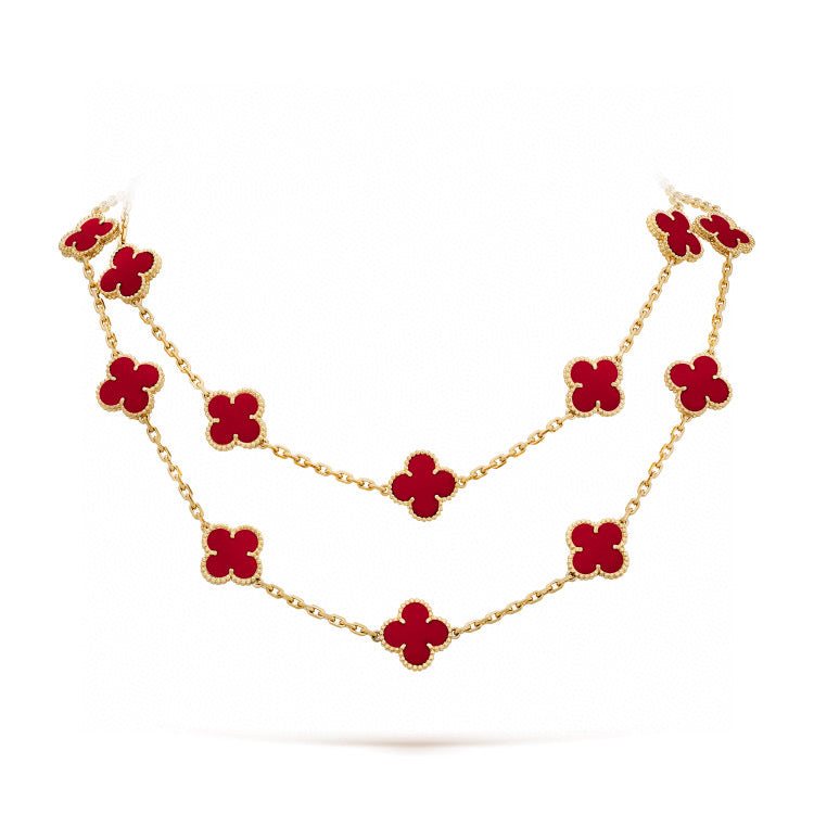 „Glow Jewelry“ Kleeblatt-Halskette mit 20 Motiven und Karneol