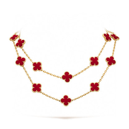 „Glow Jewelry“ Kleeblatt-Halskette mit 20 Motiven und Karneol