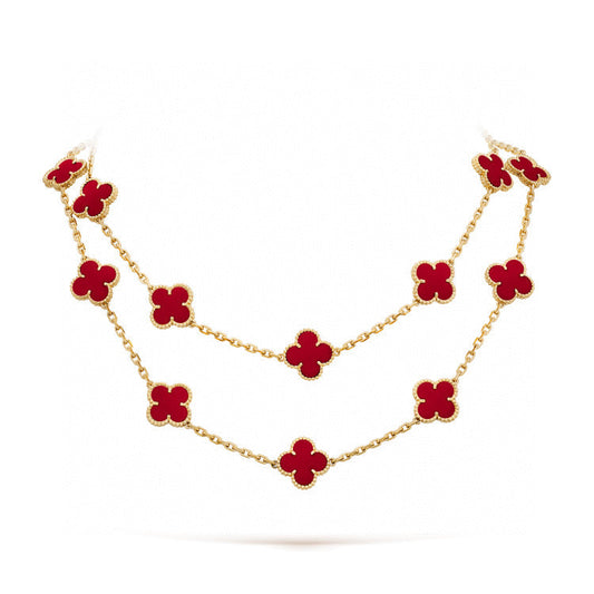 „Glow Jewelry“ Kleeblatt-Halskette mit 20 Motiven und Karneol