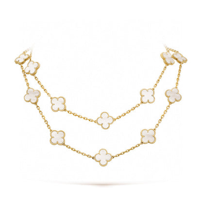[Glow Jewelry]CLOVER 20 MOTIFS WHITE MOP NECKLACE