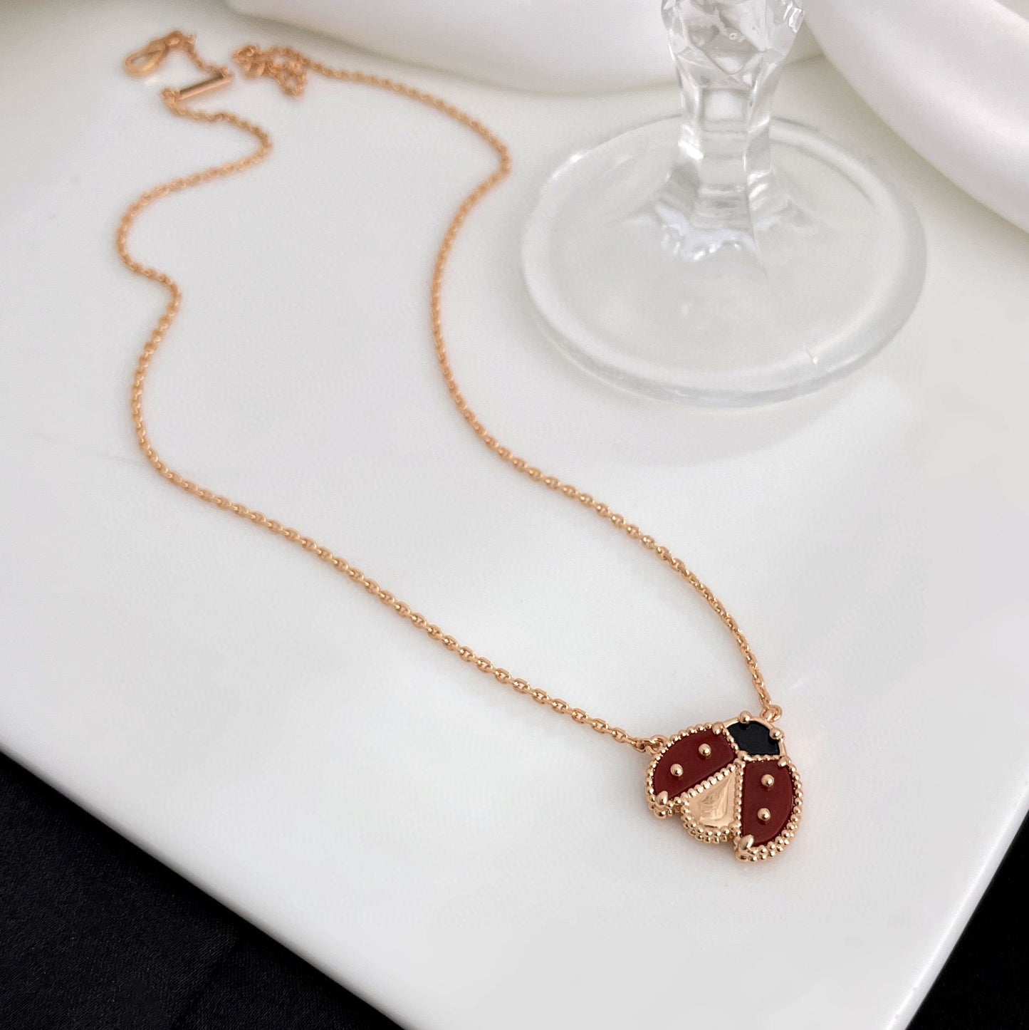 ¡®Glow Jewelry¡¯Glücks-Karneol-Marienkäfer-Halskette
