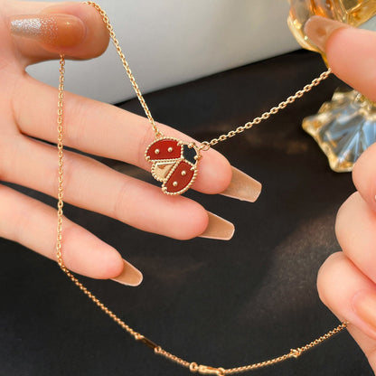 ¡®Glow Jewelry¡¯Glücks-Karneol-Marienkäfer-Halskette