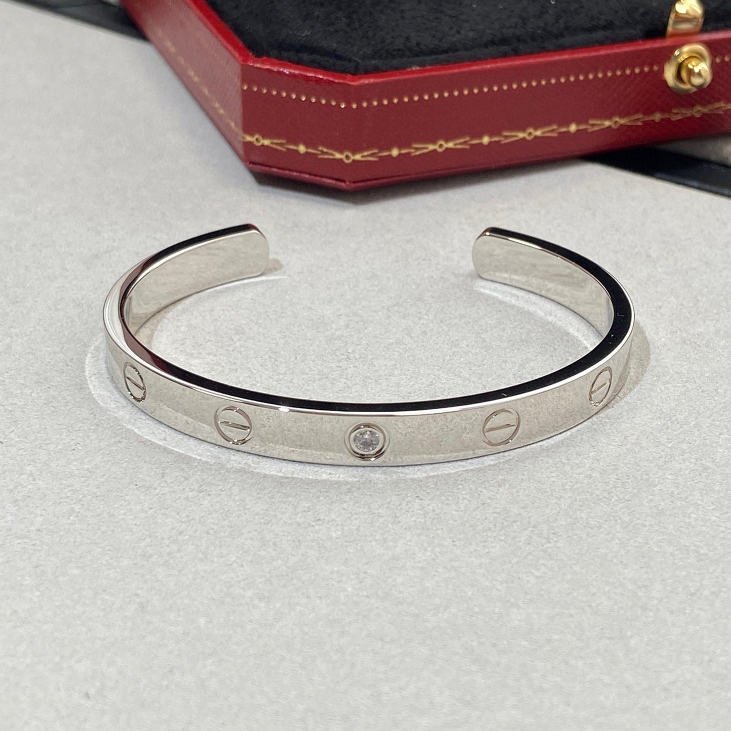 [Glow Jewelry]LOVE BRACELET 6.1MM 1 DIAMOND OPEN CUFF