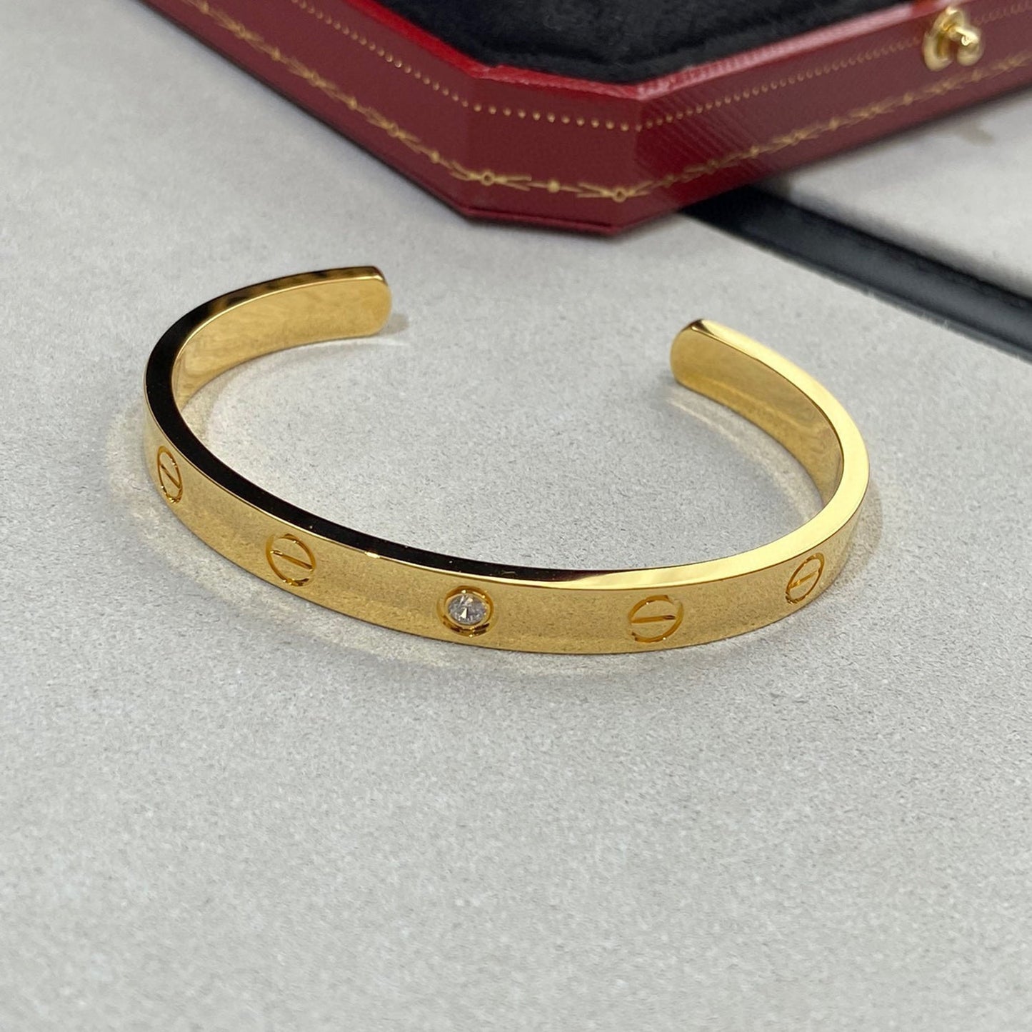 [Glow Jewelry]LOVE BRACELET 6.1MM 1 DIAMOND OPEN CUFF