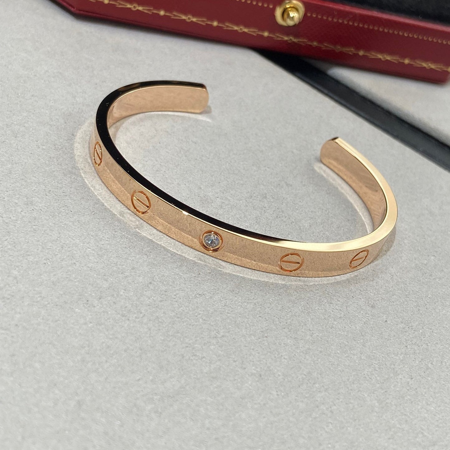 ¡®Glow Jewelry¡¯LOVE BRACELET 6.1MM 1 DIAMOND OPEN CUFF