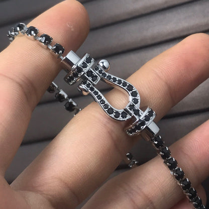 [Glow Jewelry]FORCE  LARGE HORSESHOE FULL DIAMOND TENNIS BRACELET