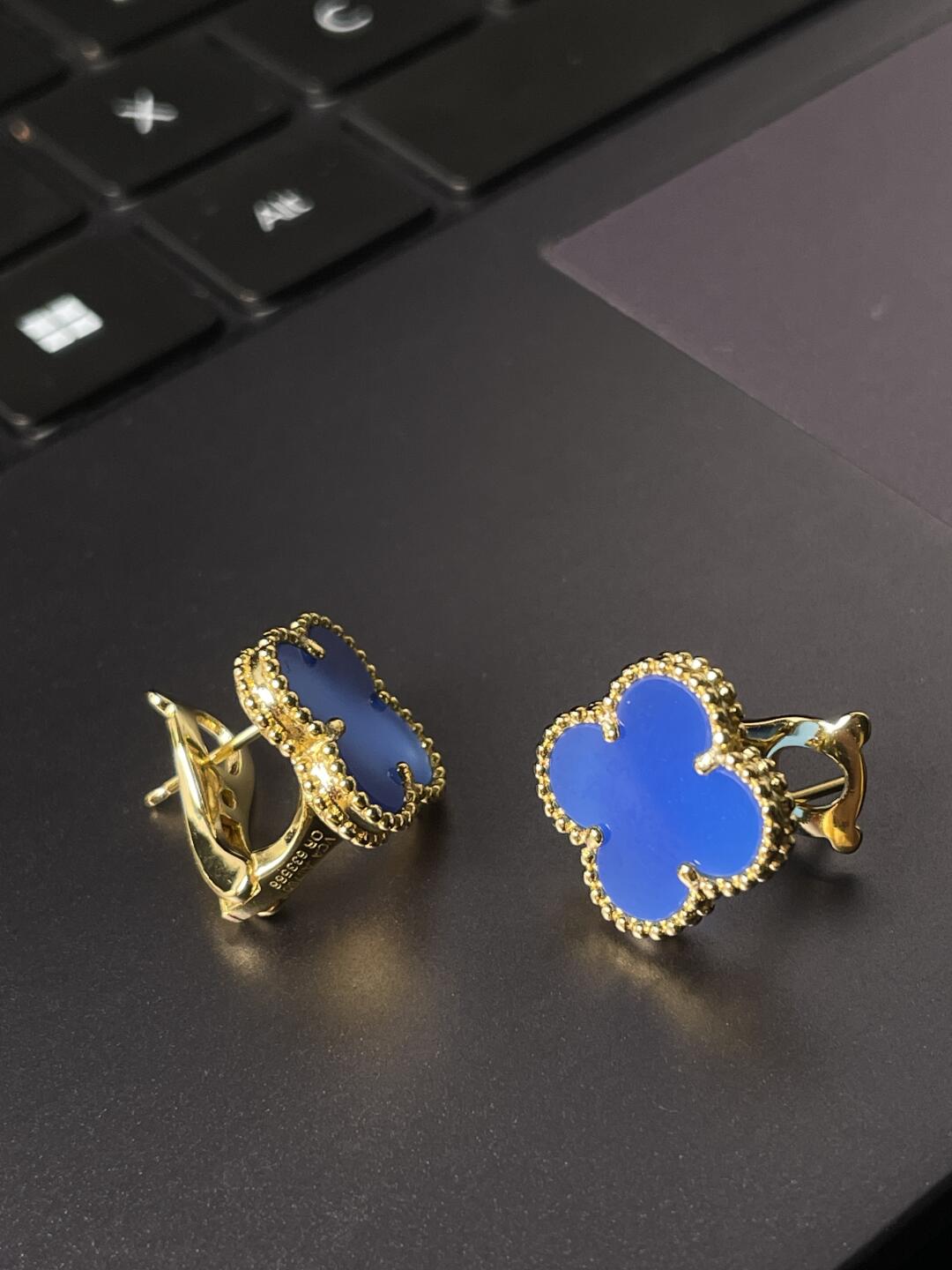 [Glow Jewelry] KLEEBALL GROSS (20mm) 1 MOTIV BLAUE PERLMUTT-OHRSTECKER