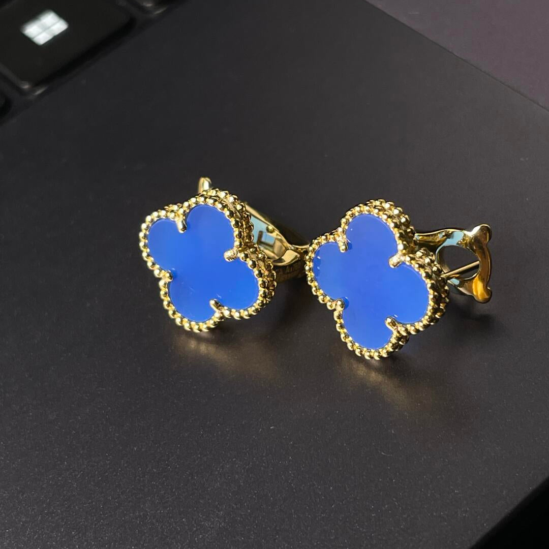 [Glow Jewelry] KLEEBALL GROSS (20mm) 1 MOTIV BLAUE PERLMUTT-OHRSTECKER