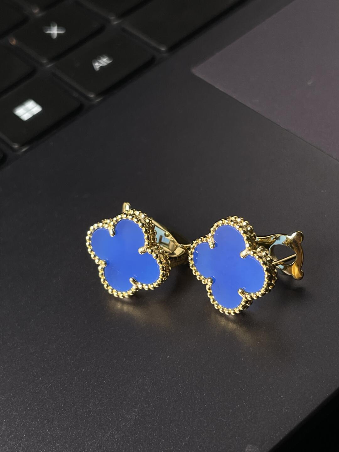 [Glow Jewelry] KLEEBALL GROSS (20mm) 1 MOTIV BLAUE PERLMUTT-OHRSTECKER