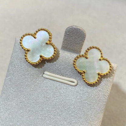 [Glow Jewelry] CLOVER LARGE (20mm) 1 MOTIF WEISSE PERLMUTT-OHRSTECKER
