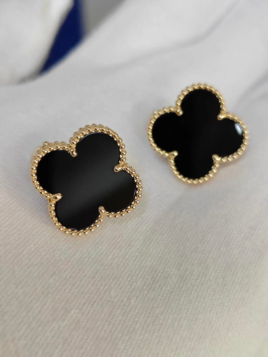 [Glow Jewelry] CLOVER 20MM BLACK MOP EARRINGS