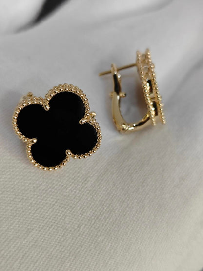 [Glow Jewelry] CLOVER 20MM BLACK MOP EARRINGS