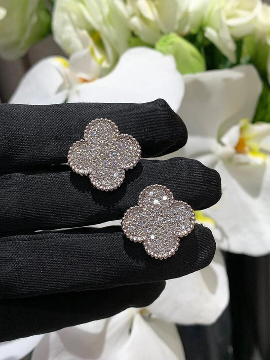 [Glow Jewelry] クローバー 20MM モチーフ ダイヤモンド スタッドピアス シルバー