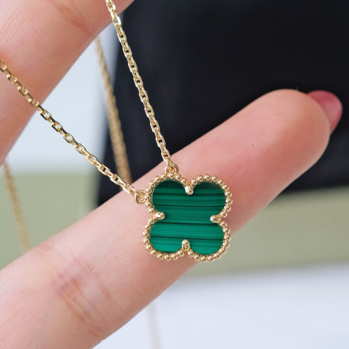 ¡®Glow Jewelry¡¯CLOVER 15MM MALACHITE SINGLE FLOWER  NECKLACE