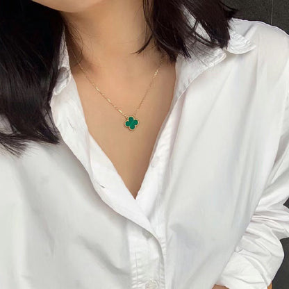 ¡®Glow Jewelry¡¯CLOVER 15MM MALACHITE SINGLE FLOWER  NECKLACE