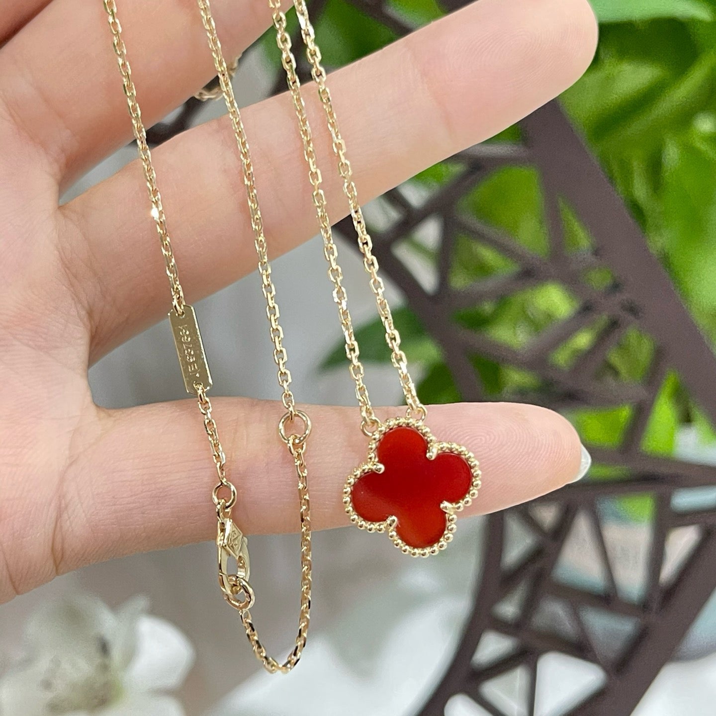 ¡®Glow Jewelry¡¯KLEE 15MM KARNEOL EINZELBLUME HALSKETTE