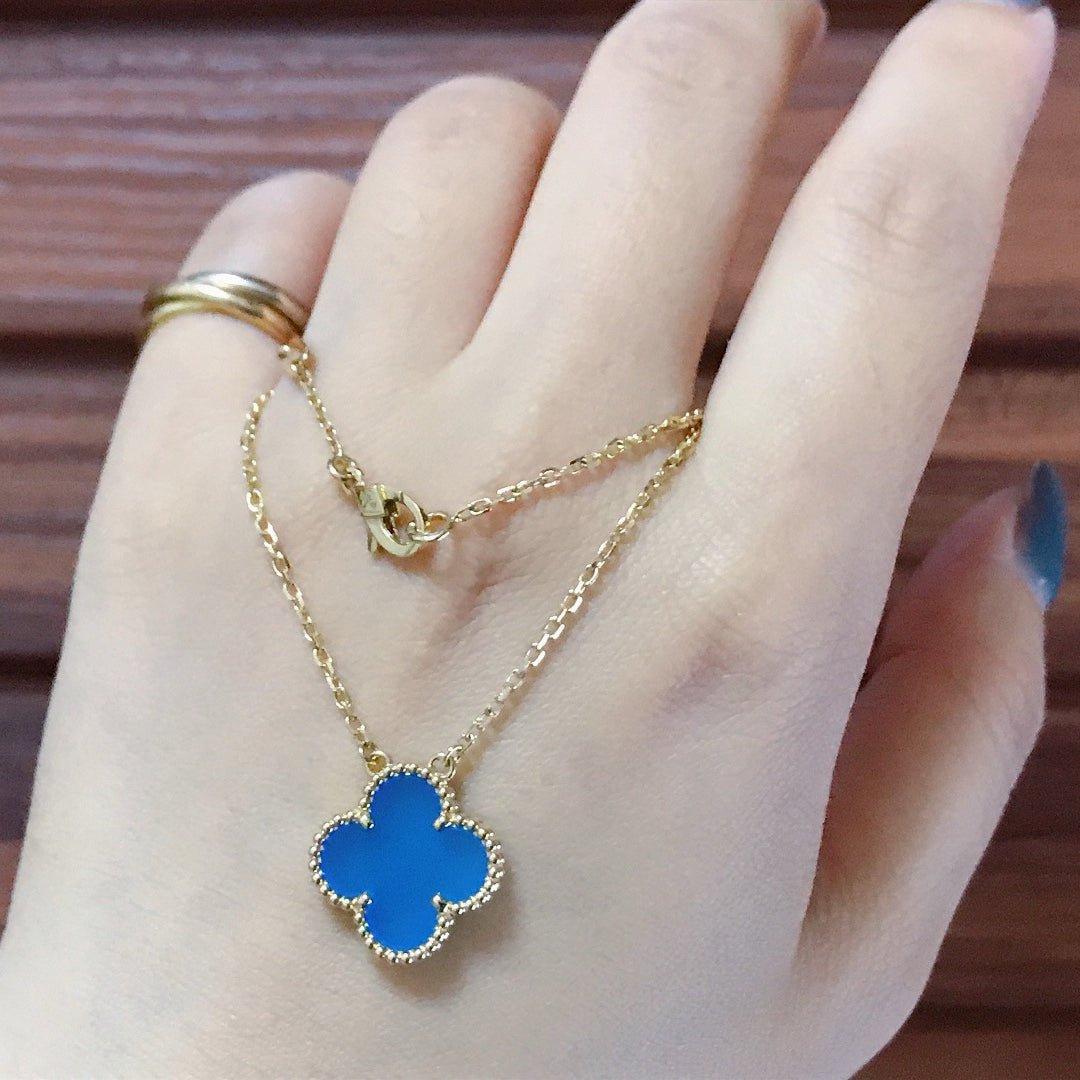 ¡®Glow Jewelry¡¯CLOVER 15MM BLUE AGATE NECKLACE