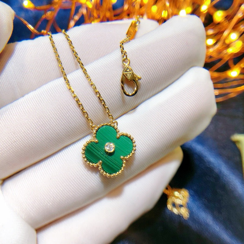 ¡®Glow Jewelry¡¯CLOVER 15MM DIAMOND TURQUOISE NECKLACE