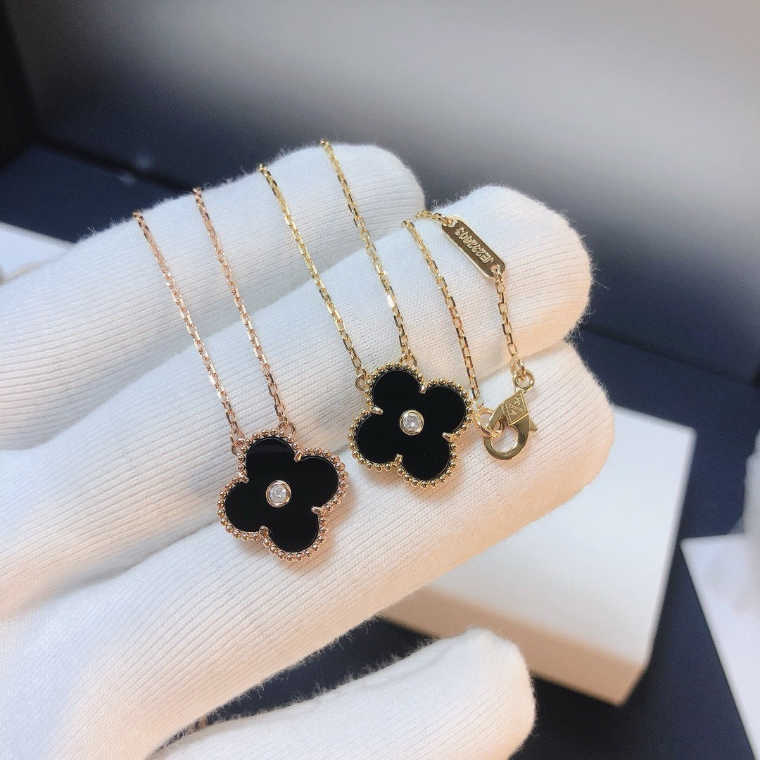 Glow Jewelry – KLEE 15MM DIAMANT ONYX HALSKETTE