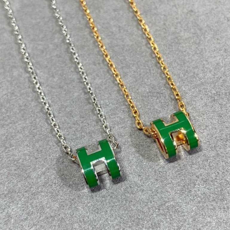 Glow Jewelry POP H GREEN NECKLACE SILVER AND GOLD