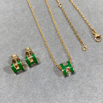 Glow Jewelry POP H GREEN NECKLACE SILVER AND GOLD