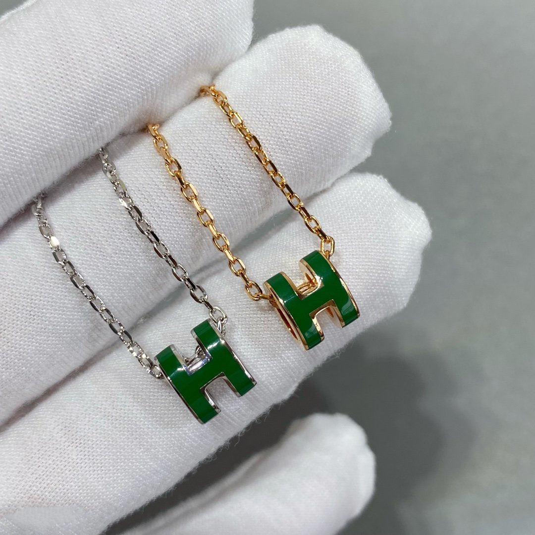 Glow Jewelry POP H GREEN NECKLACE SILVER AND GOLD