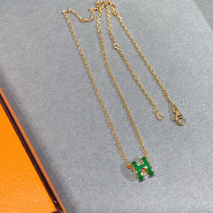 Glow Jewelry POP H GREEN NECKLACE SILVER AND GOLD