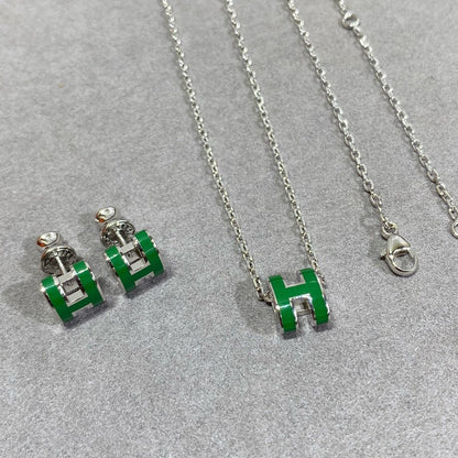 Glow Jewelry POP H GREEN NECKLACE SILVER AND GOLD