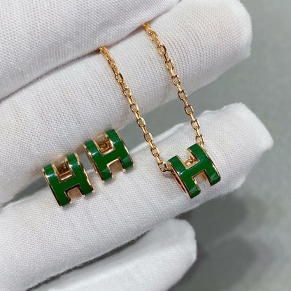 Glow Jewelry POP H GREEN NECKLACE SILVER AND GOLD