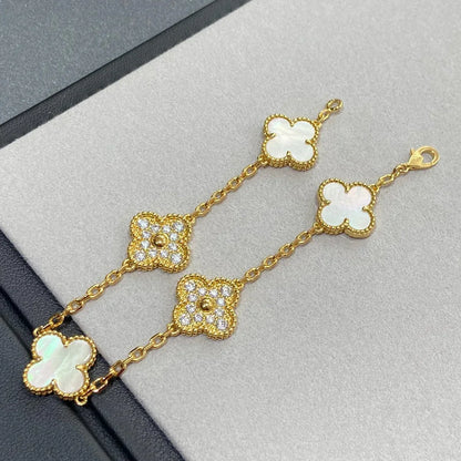 [Glow Jewelry]Neue KOLLEKTION CLOVER WHITE PEARL MOP 5 MOTIV ARMBÄNDER