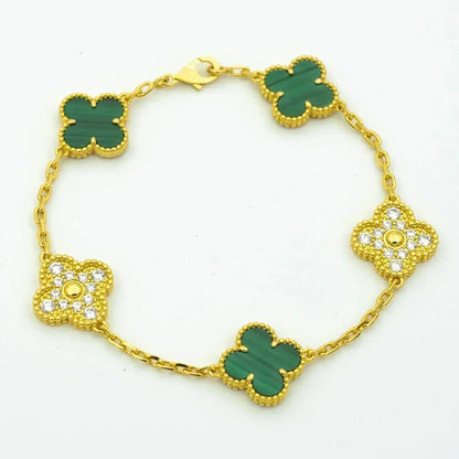 [Glow Jewelry] 新着クローバー5モチーフ マラカイトブレスレットコレクション