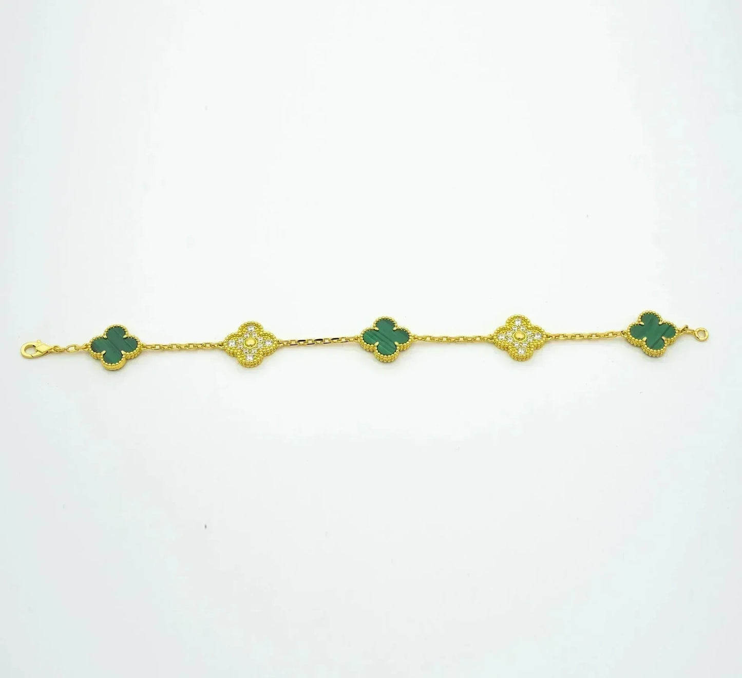 [Glow Jewelry] 新着クローバー5モチーフ マラカイトブレスレットコレクション