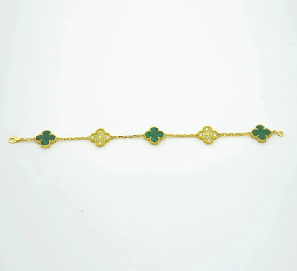 [Glow Jewelry] 新着クローバー5モチーフ マラカイトブレスレットコレクション