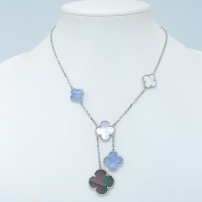 „Glow Jewelry“ KLEEBESCHMUCK CHALCEDON-HALSKETTE SILBER 6 MOTIVE