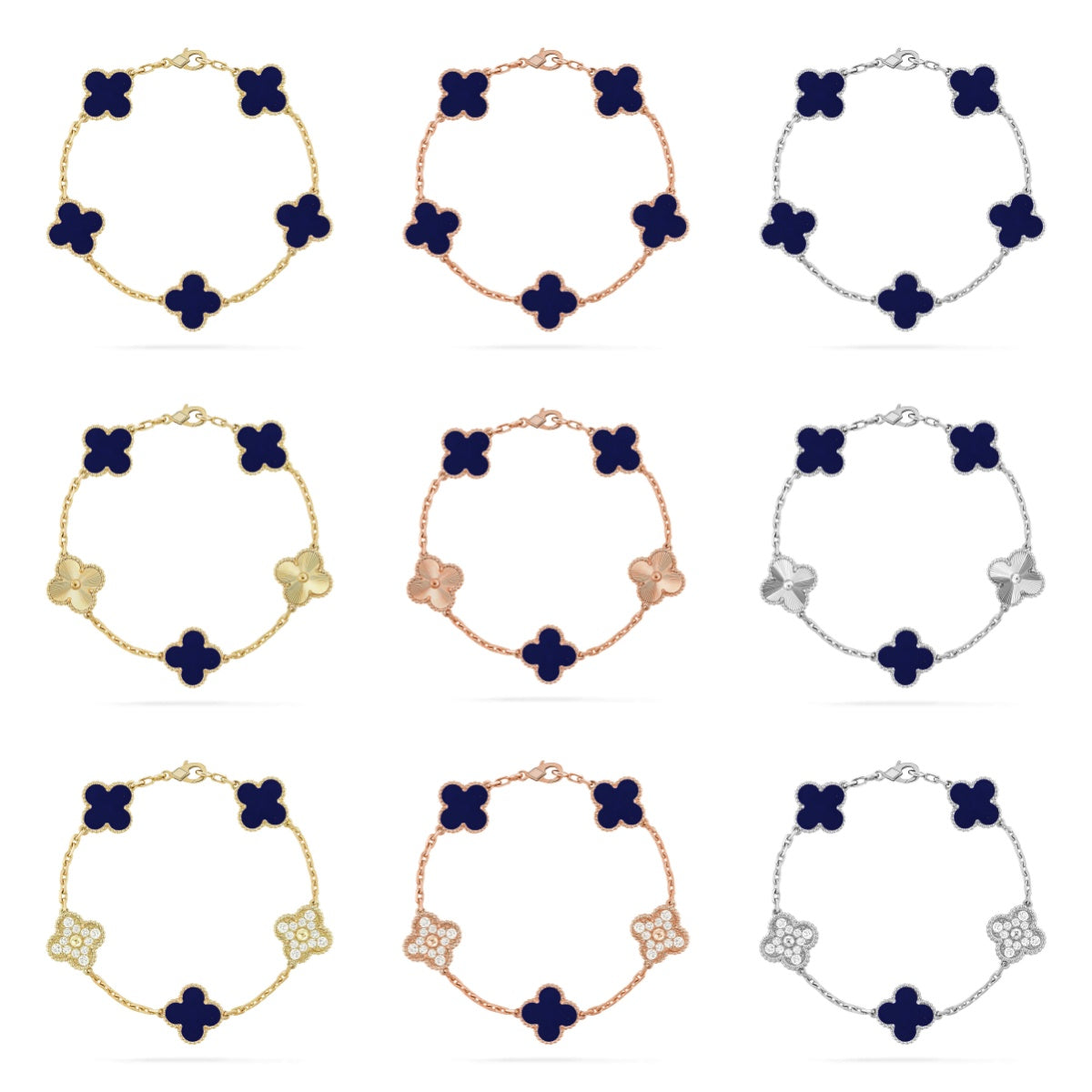 [Glow Jewelry]Neue GLÜCKSKLEE 5 MOTIV LAPISLAZULI ARMBAND KOLLEKTION