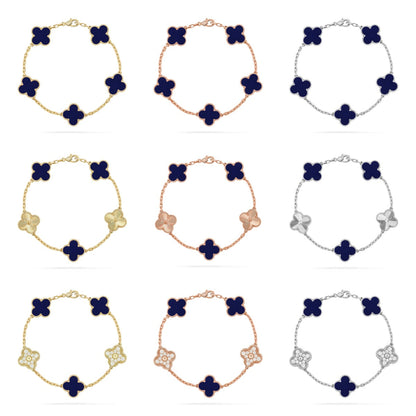 [Glow Jewelry]Neue GLÜCKSKLEE 5 MOTIV LAPISLAZULI ARMBAND KOLLEKTION