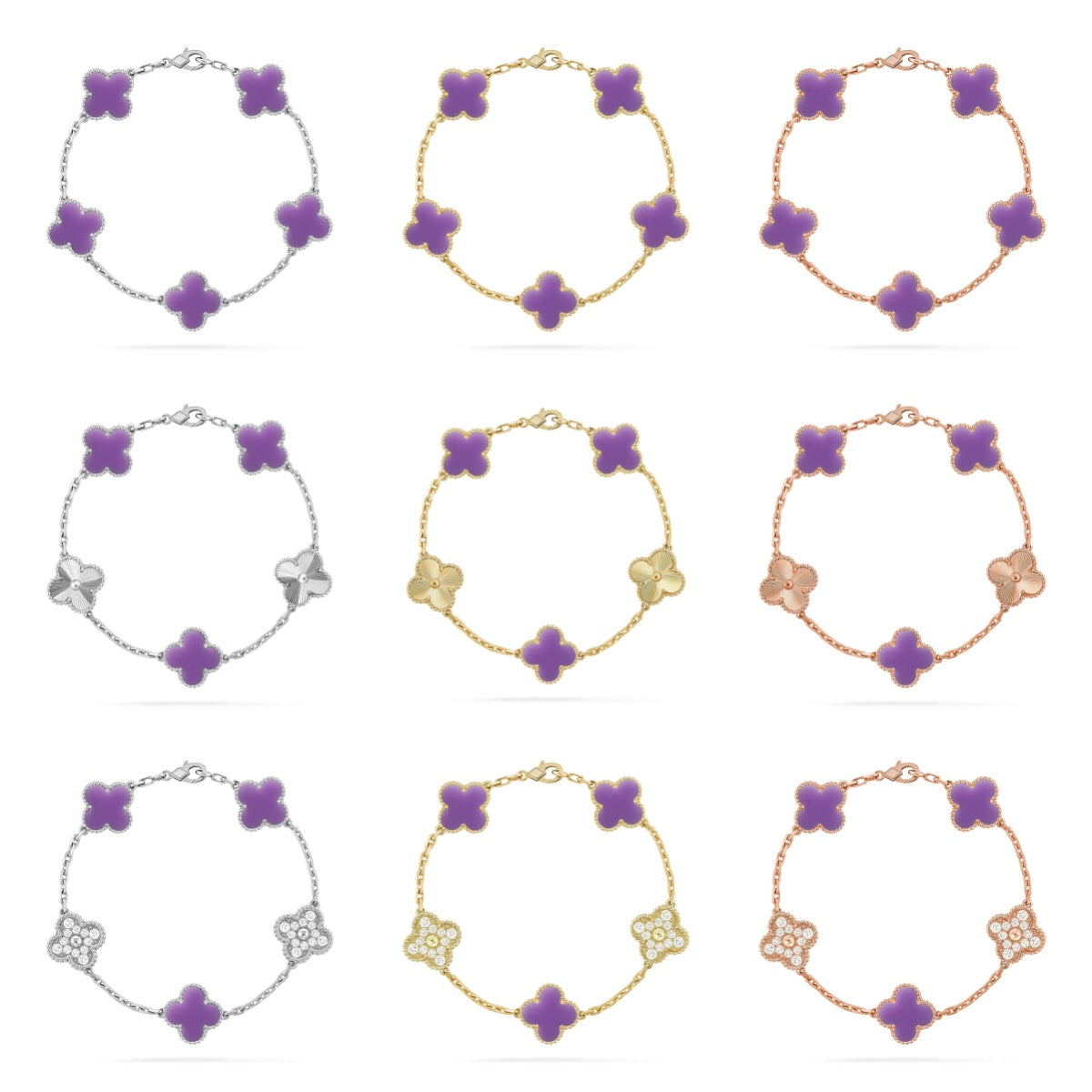 [Glow Jewelry]Neue CLOVER 5 MOTIV HELLVIOLETT ARMBAND KOLLEKTION